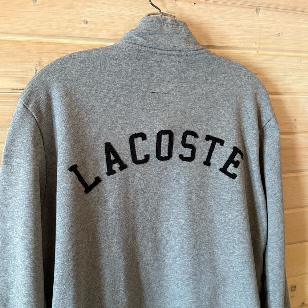 Lacoste Slim Fit Full Zip Sweatshirt Men’s 6 (L) Gray Spell Out Logo Back